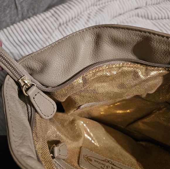 Frosting by Mary Norton Elegant Tan Studded Tote Bag. - Picture 9 of 11